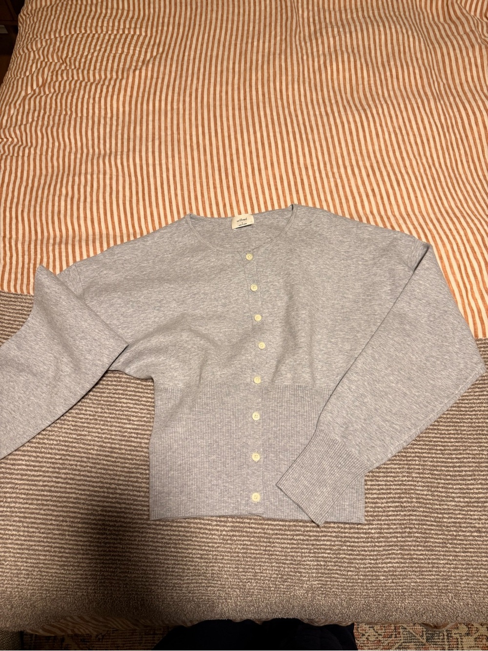 Wilfred Heather Gray Crewneck Button Cardigan